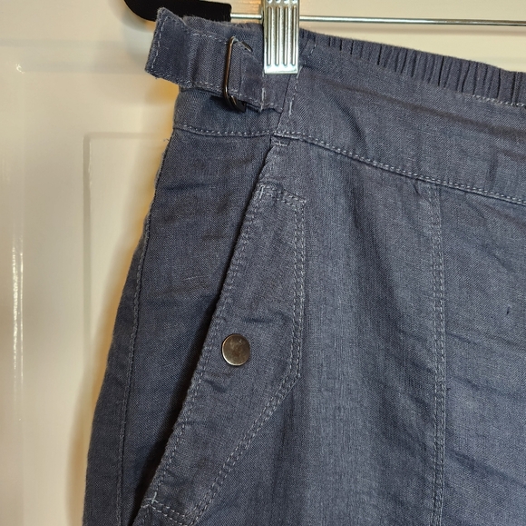 Athleta Voyager Strap Waist 100% Linen Navy Pants Size 8 - Picture 3 of 8